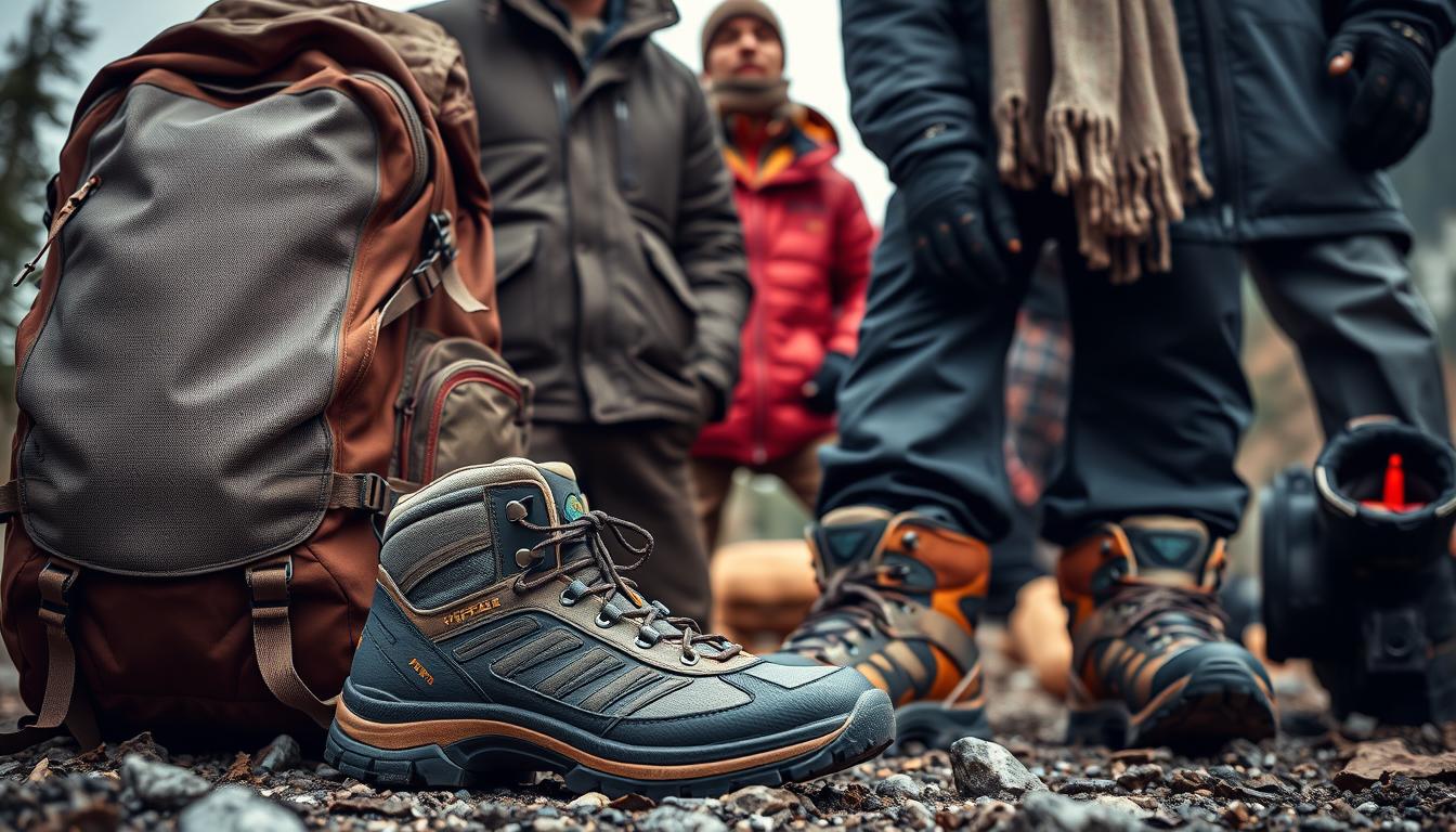 Camping-Kleidung und Outdoor-Schuhe